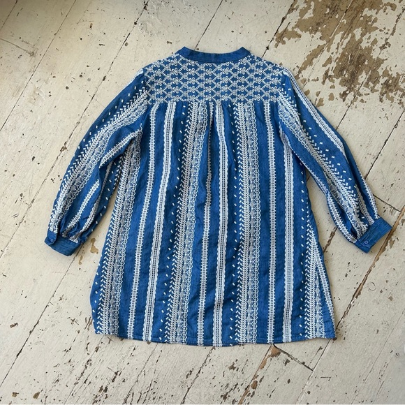 Zara Embroidered Eyelet Chambray Tunic Peasant Mini Dress - Picture 10 of 14